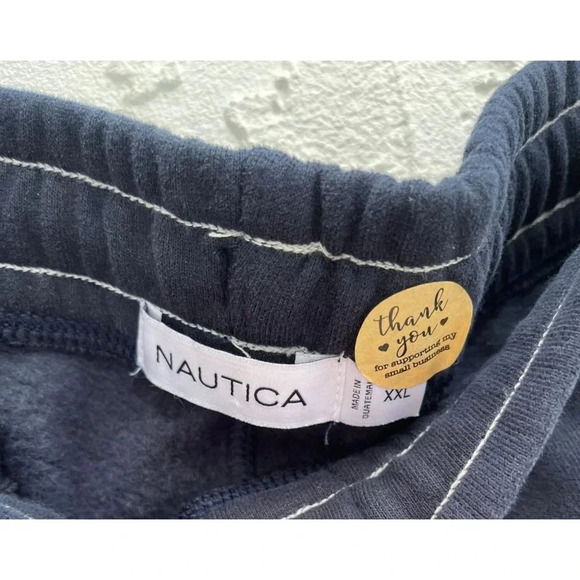 Nautica Mens Elastic Waist Drawstring Logo Fleece Sweatpants Blue Sz XXL - Picture 7 of 7